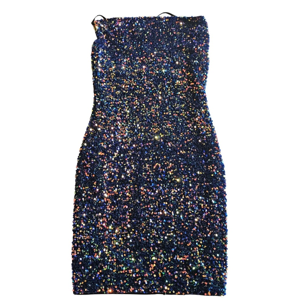Hello Molly Sequin Bodycon Mini Dress Sparkle Party Cocktail Night Out M NYE EUC